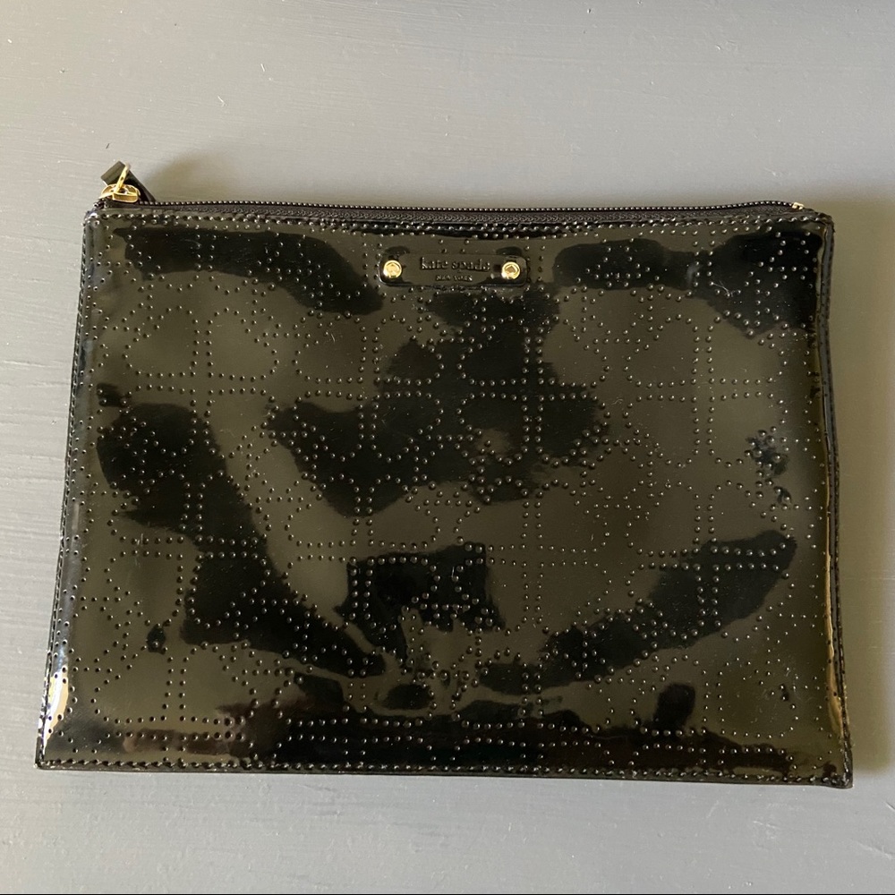 Black Shiny Kate Spade Clutch/Makeup Bag